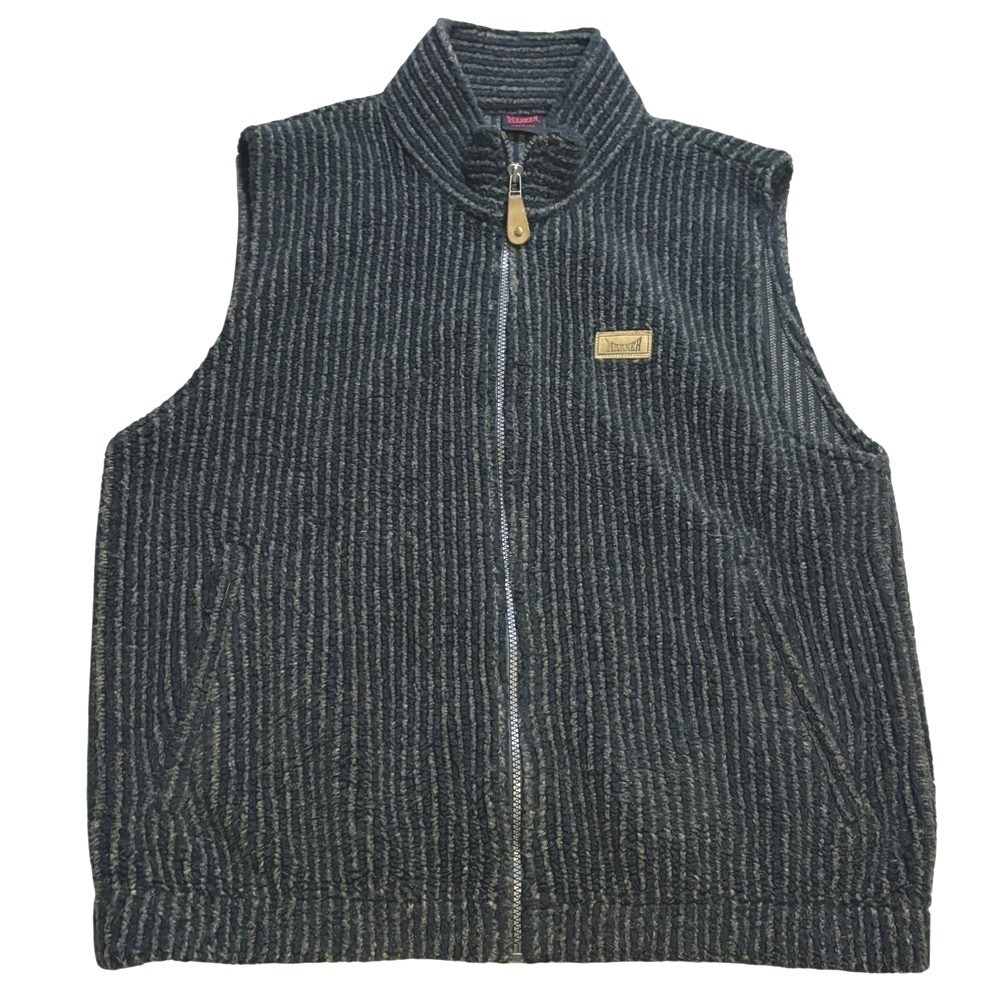 VTG Marker Fleece Vest Large Gray Ribbed Full Zip USA Made Ski Gorpcore Outdoor